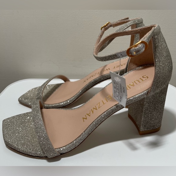 Stuart Weitzman - Embellished Glitter Block-Heel Sandals Women Size 4.5 - Picture 2 of 7